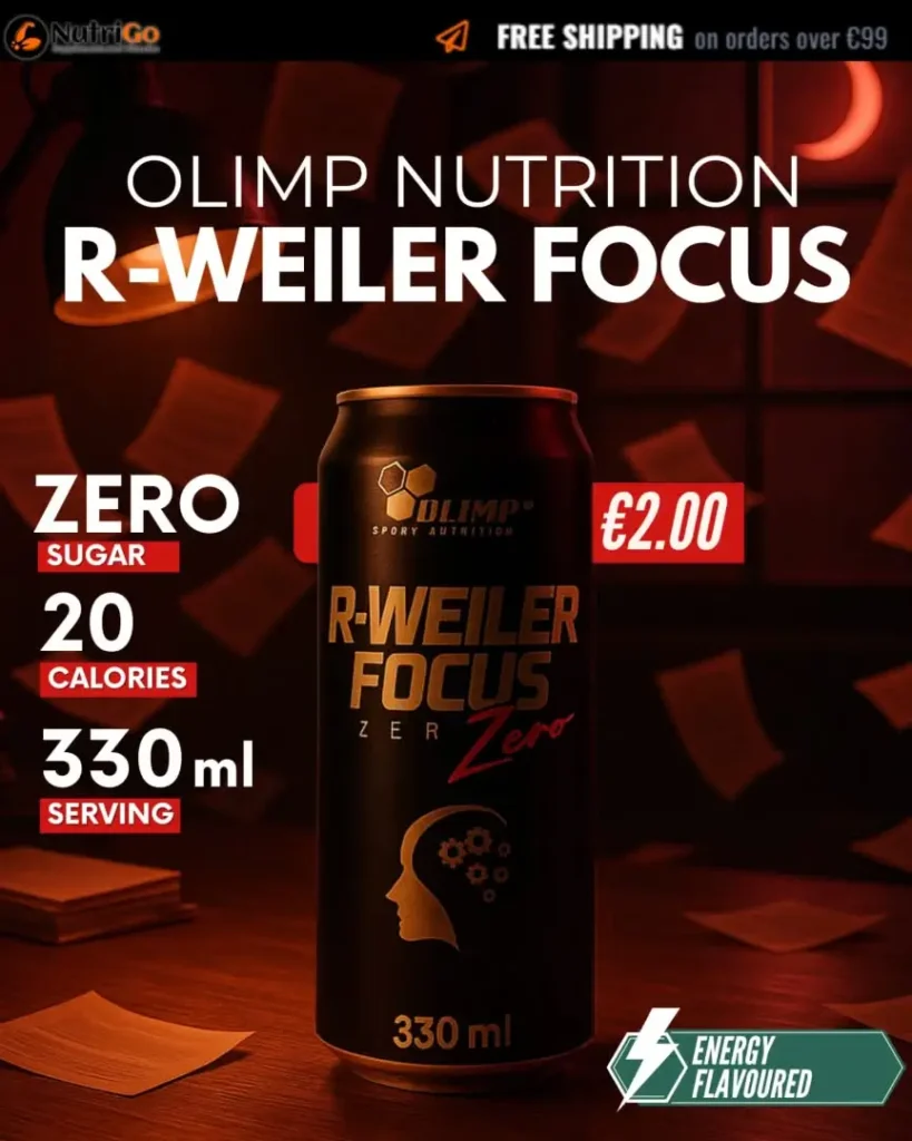 Olimp Nutrition R-Weiler Focus Energy drink advertisement