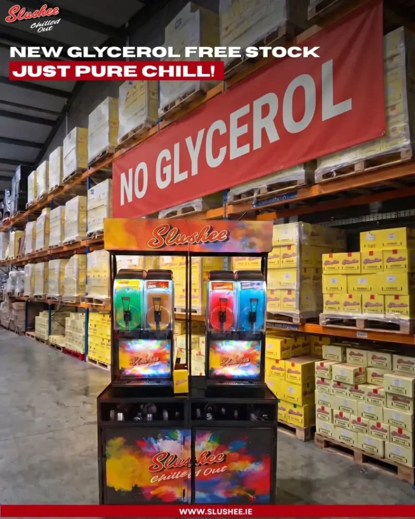 slushee advertisement with no glycerol banner