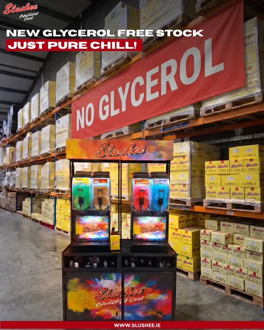 slushee advertisement with no glycerol banner